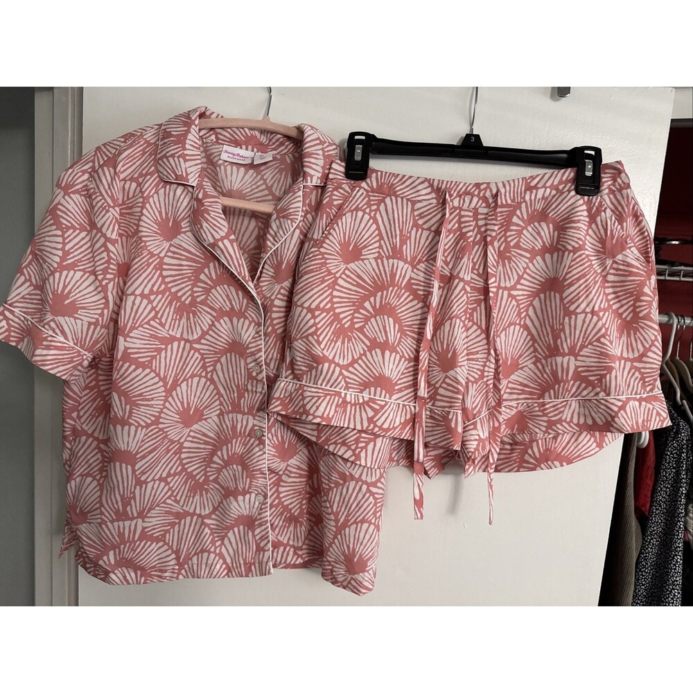 Tommy Bahama Pajama Set Women Size S Pink Short Sleeve Shorts